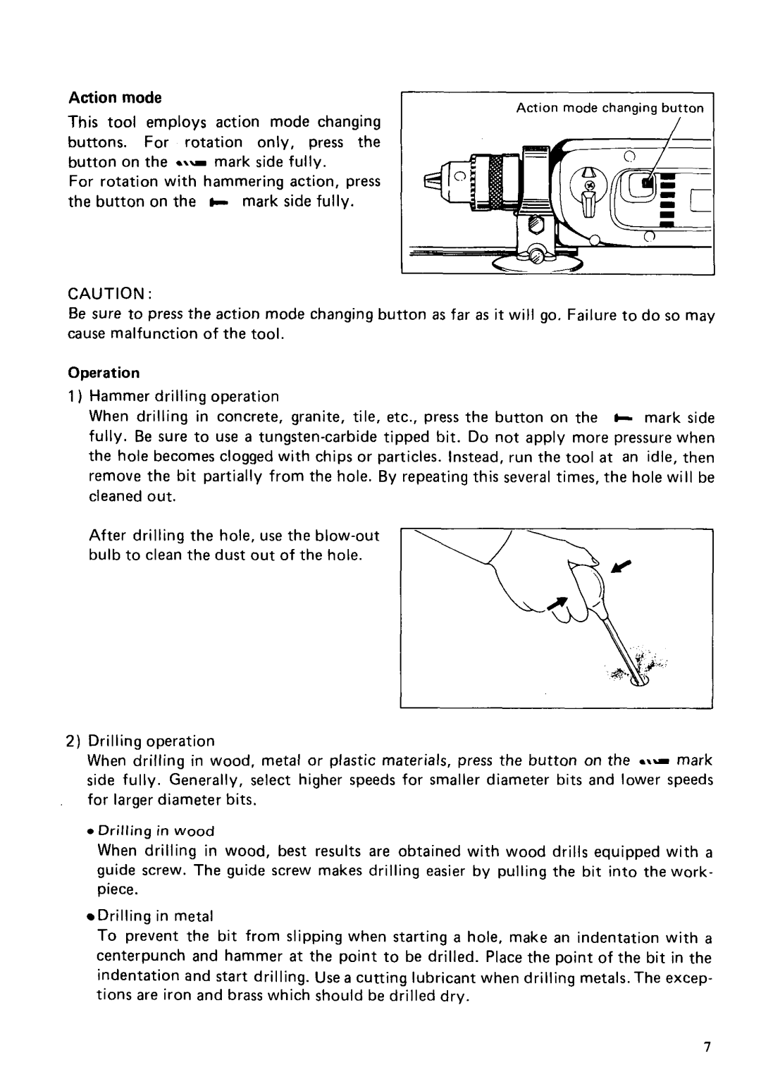 Makita 8401 instruction manual Action mode 