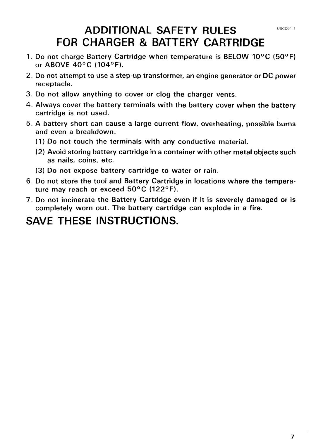 Makita 8413 instruction manual Additional Safety Rules For Charger & Battery Cartridge 