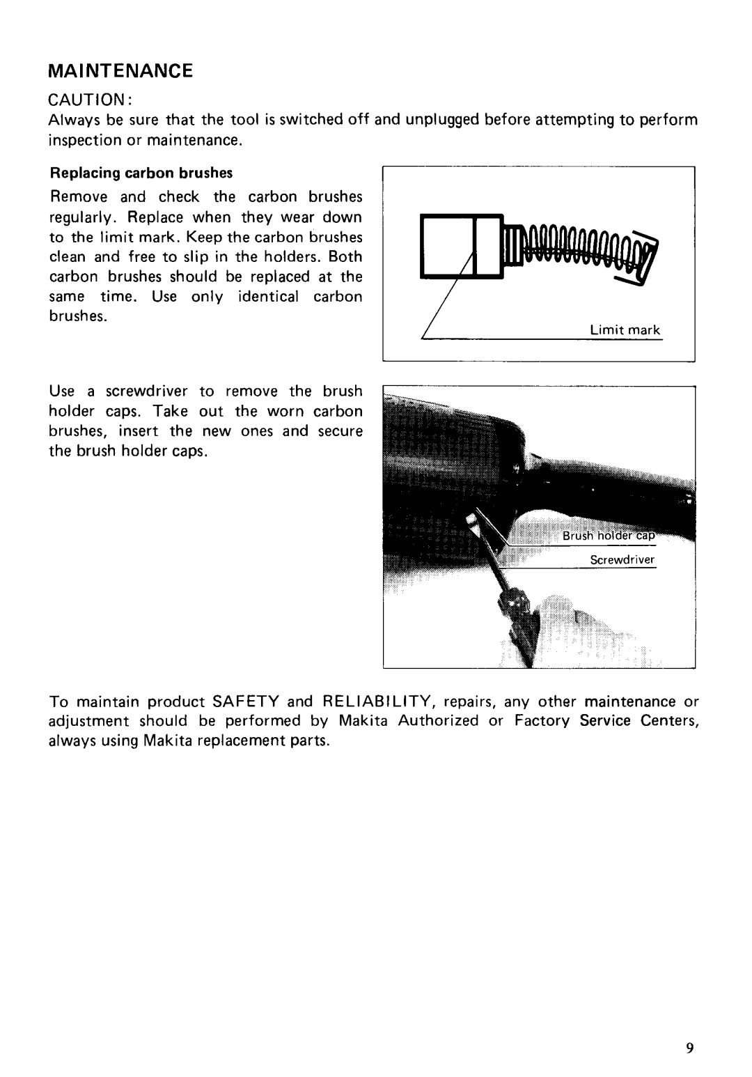 Makita 900BL instruction manual Maintenance 