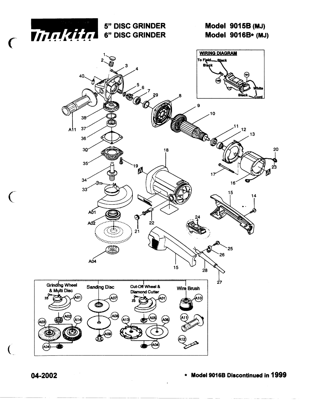 Makita 9016B, 9015B manual 