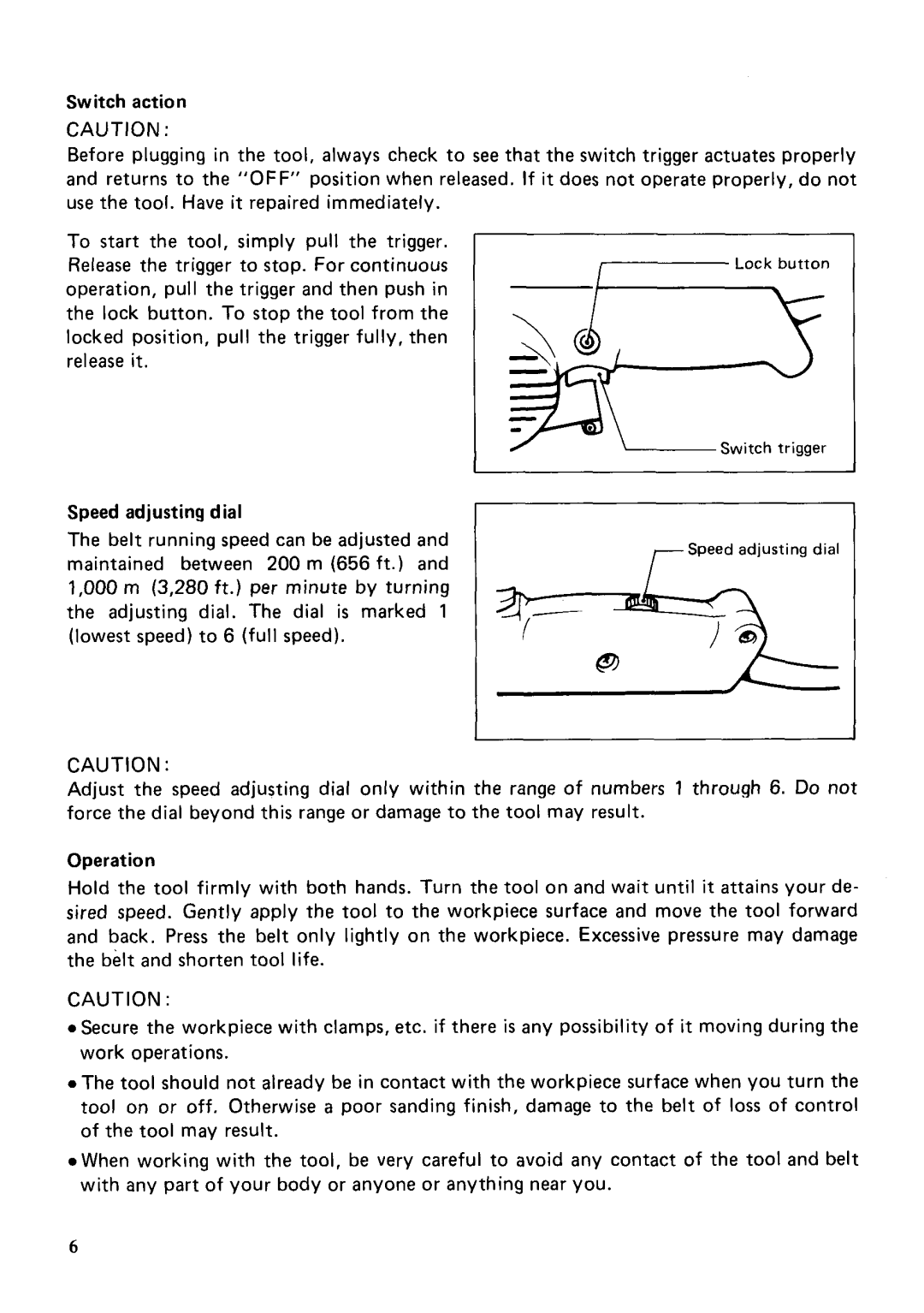 Makita 9031 instruction manual Lock button Speed adjusting dial 