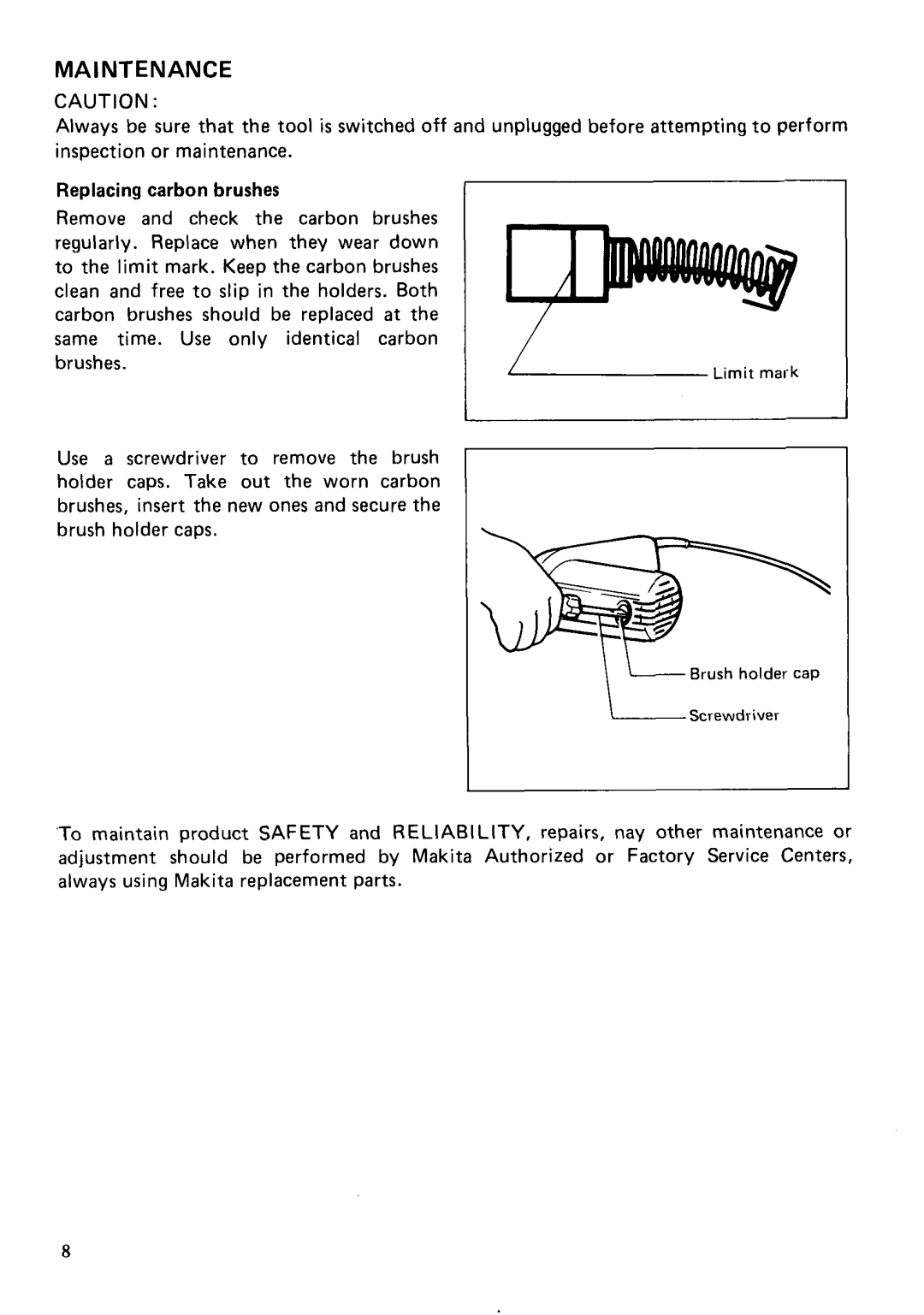 Makita 9031 instruction manual Maintenance 