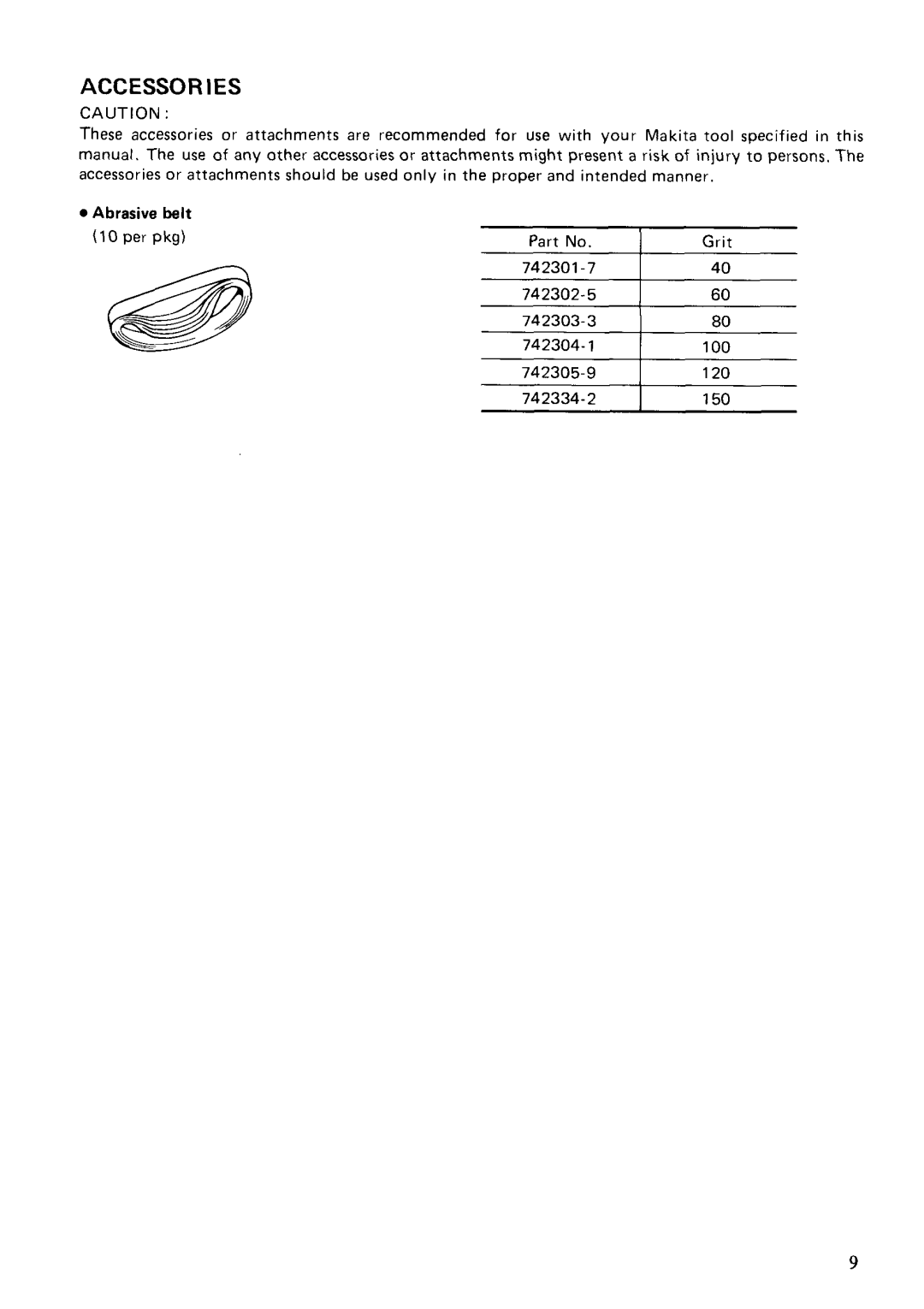 Makita 9031 instruction manual Accessories 