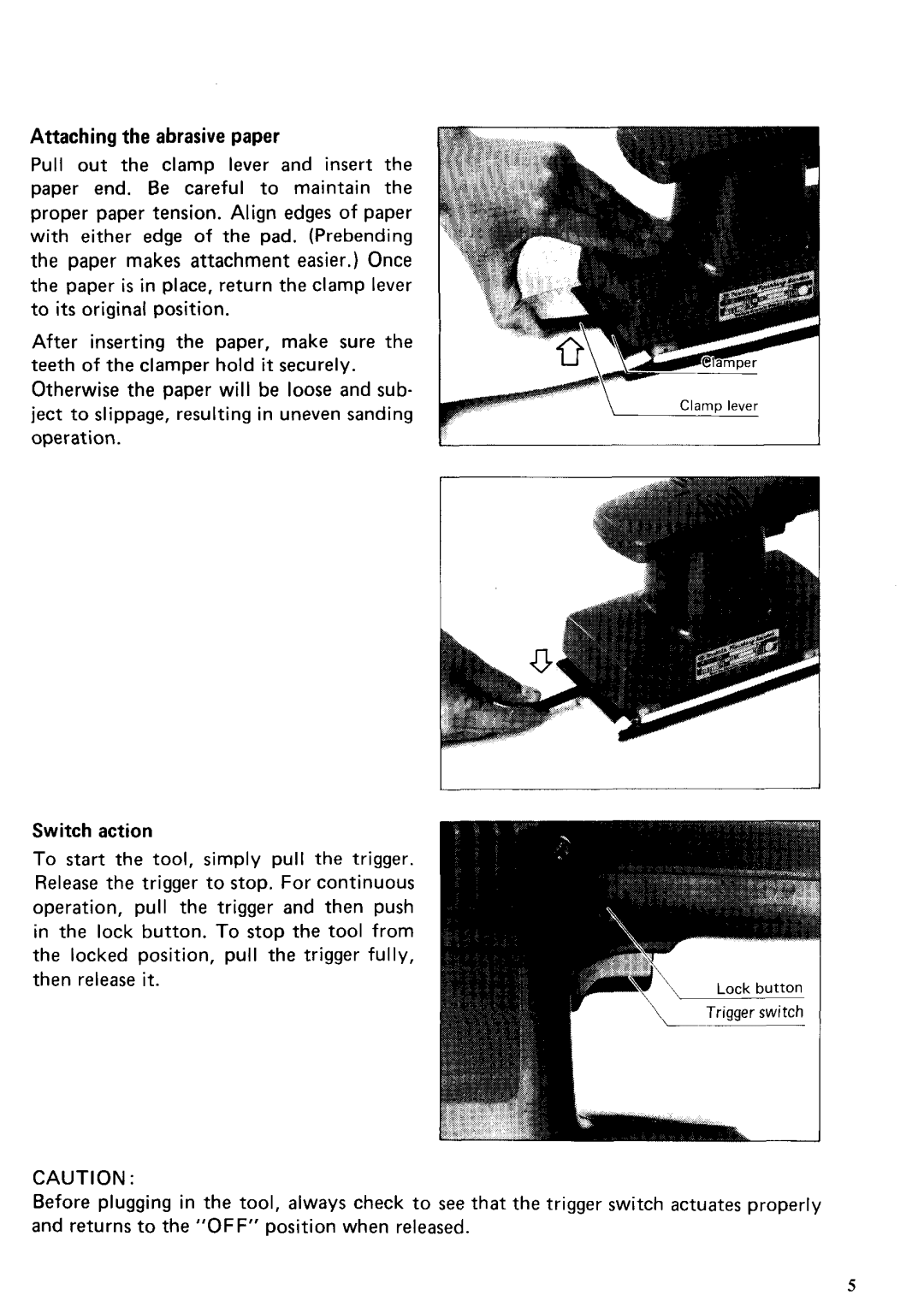 Makita 9035 instruction manual Trigger switch actuates properly 