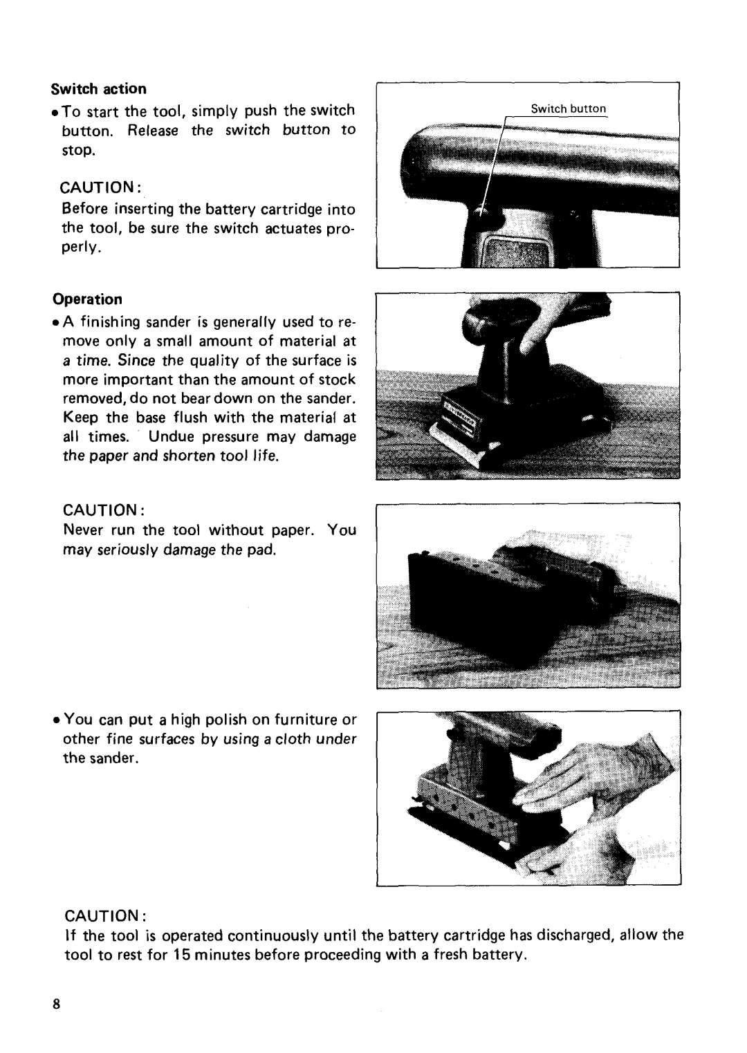 Makita 9035DW, 90350 instruction manual Switch action 