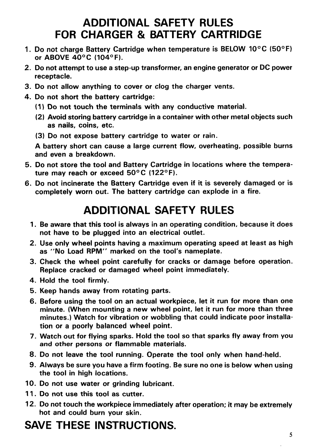 Makita 903DW instruction manual Additional Safety Rules For Charger & Battery Cartridge 