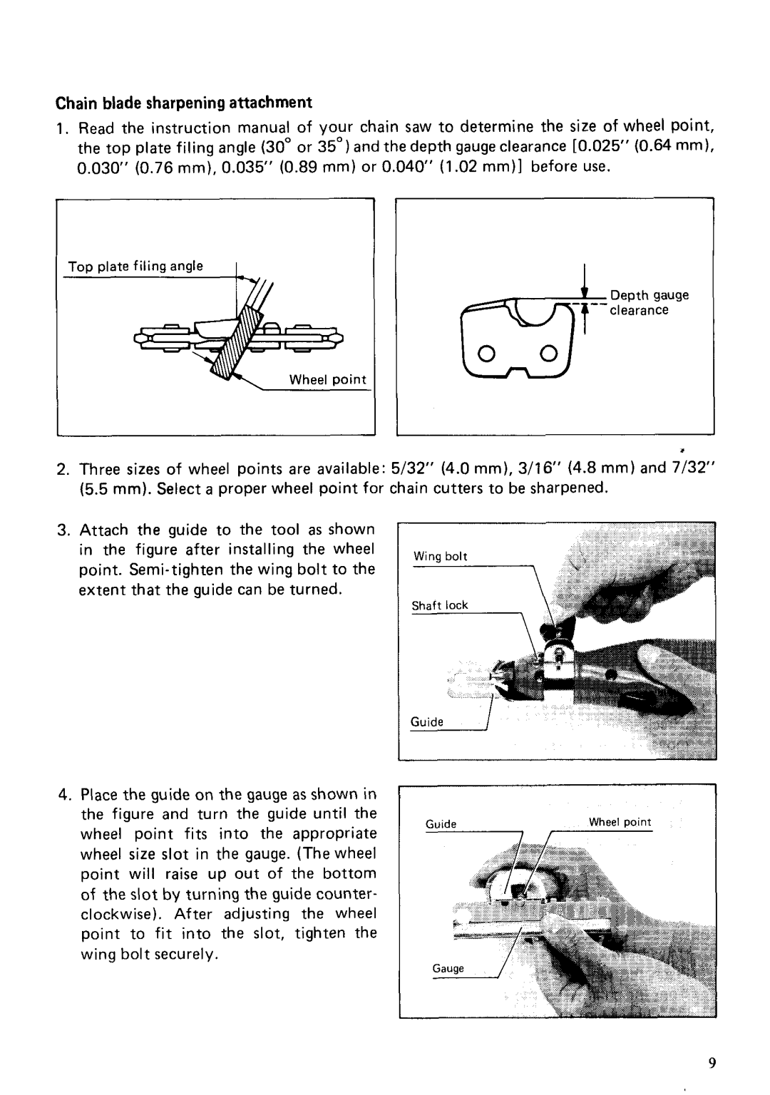 Makita 903DW instruction manual Chain blade sharpening attachment 