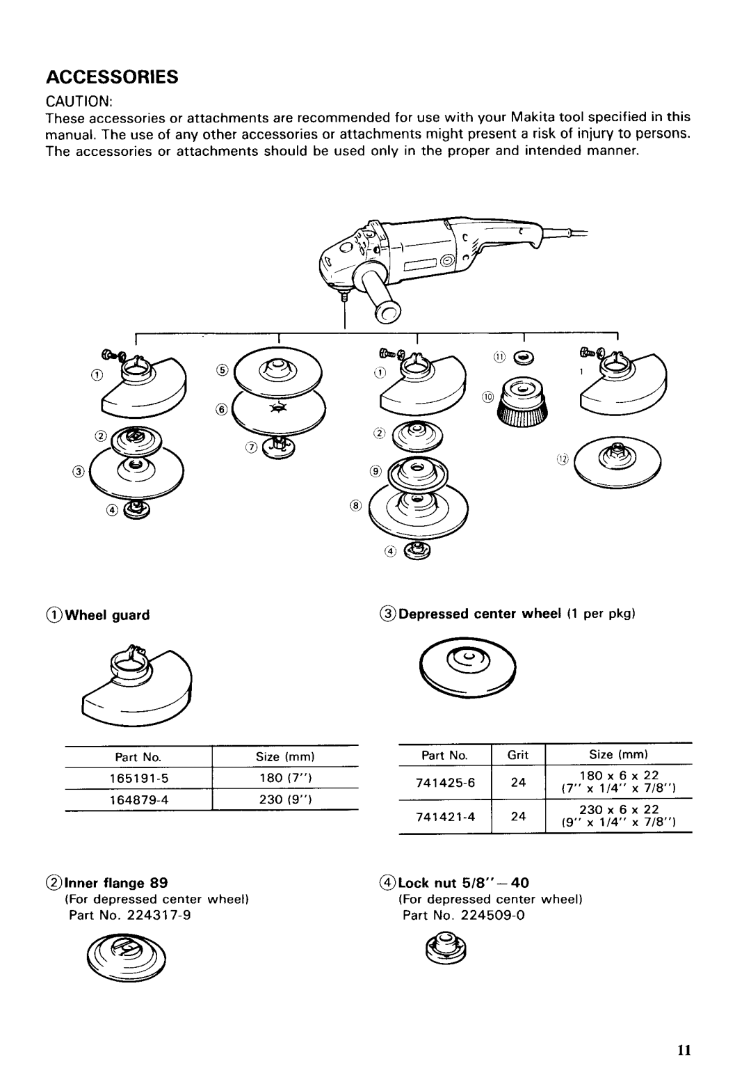 Makita 9040L instruction manual Accessories 