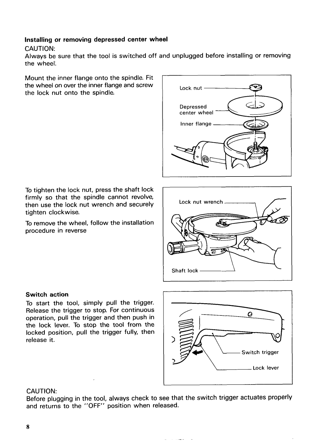 Makita 9040L instruction manual Lock nut wrench 