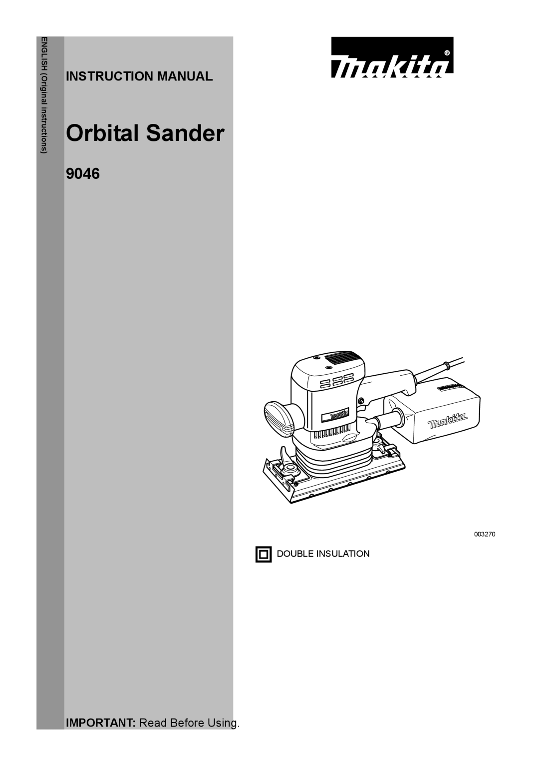 Makita 9046 instruction manual Orbital Sander 