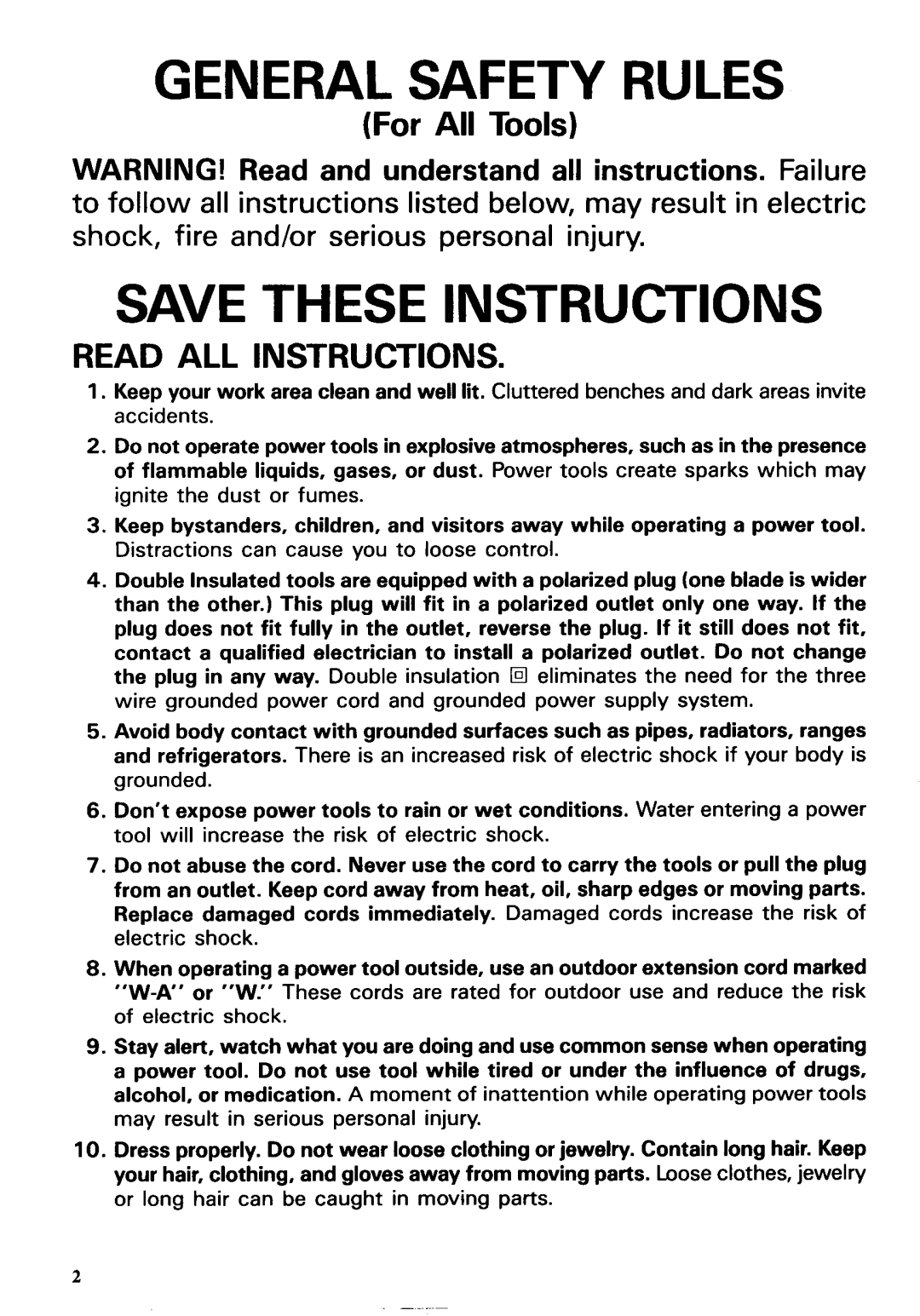 Makita 9049, 90471 instruction manual General Safety Rules 