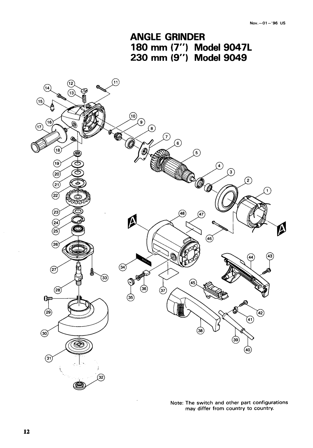 Makita 9049, 9047L instruction manual Angle Grinder 