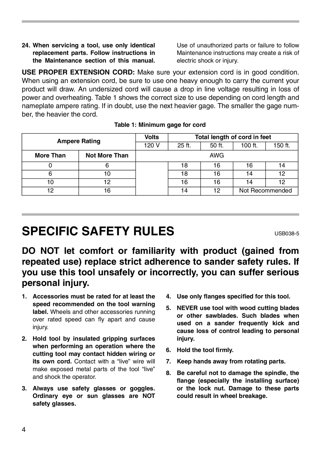 Makita 9060L instruction manual Specific Safety Rules 