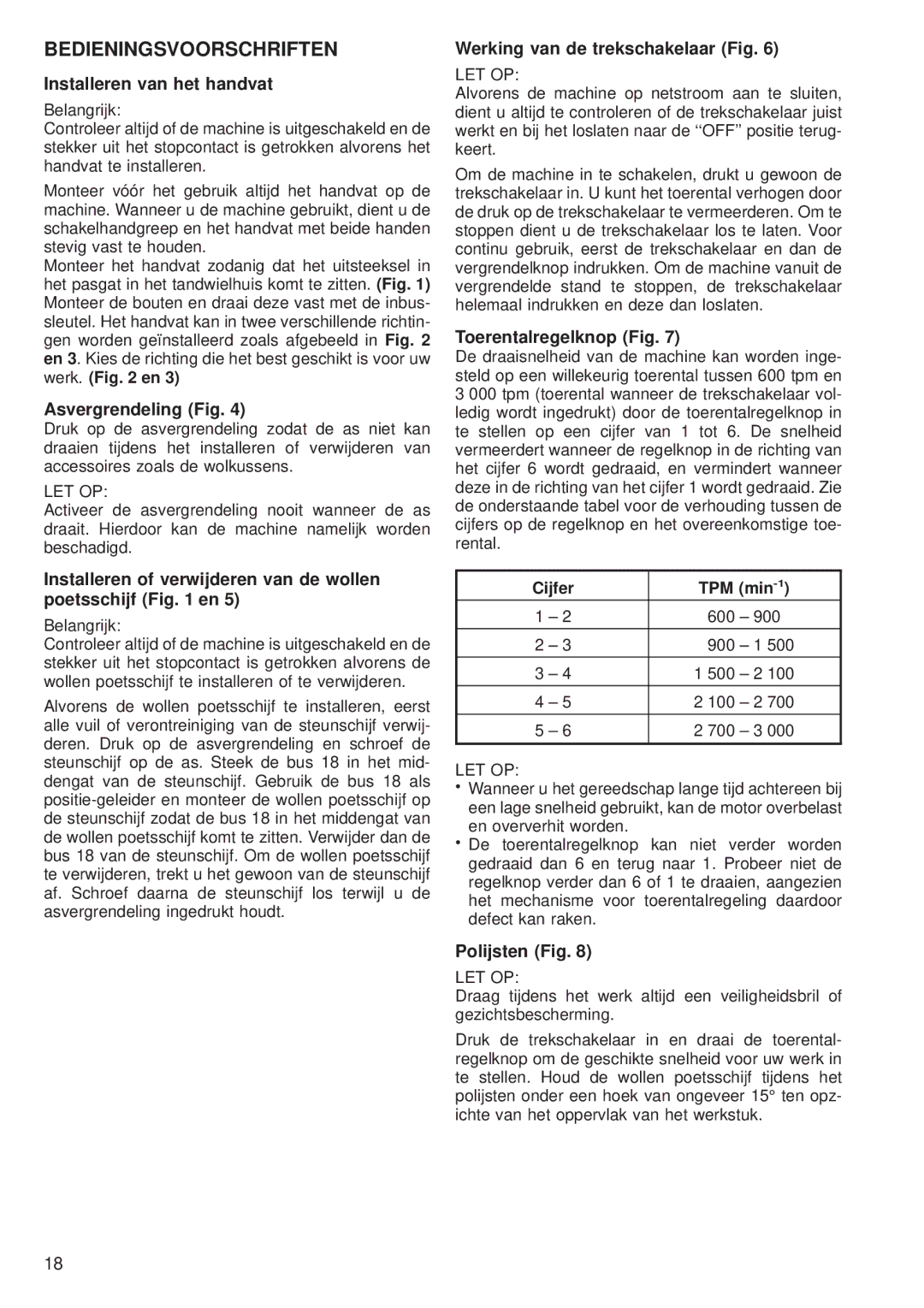 Makita 9227CB instruction manual Bedieningsvoorschriften 