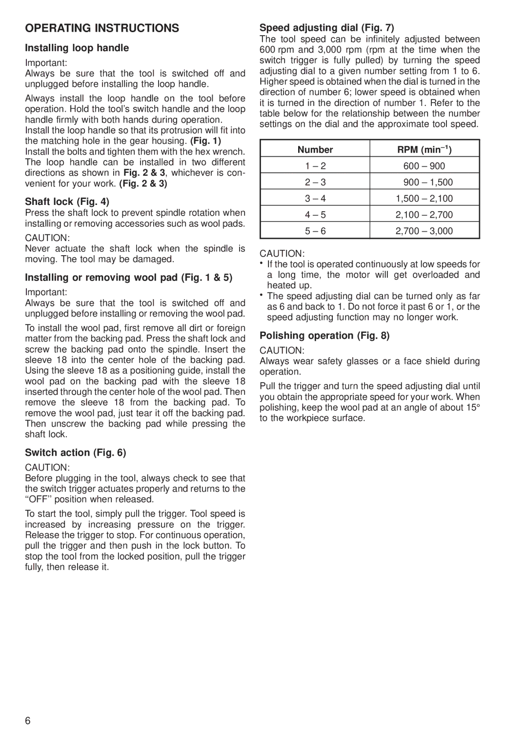 Makita 9227CB instruction manual Operating Instructions 