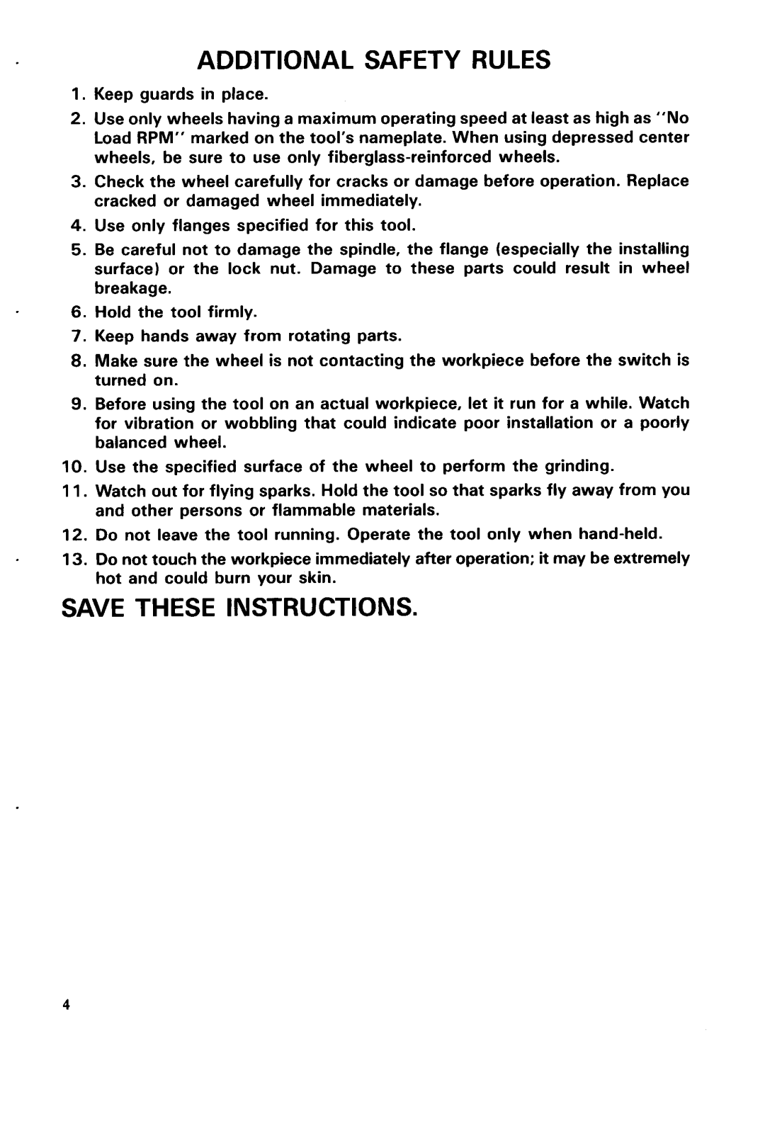 Makita 9503BH instruction manual Additional Safety Rules 