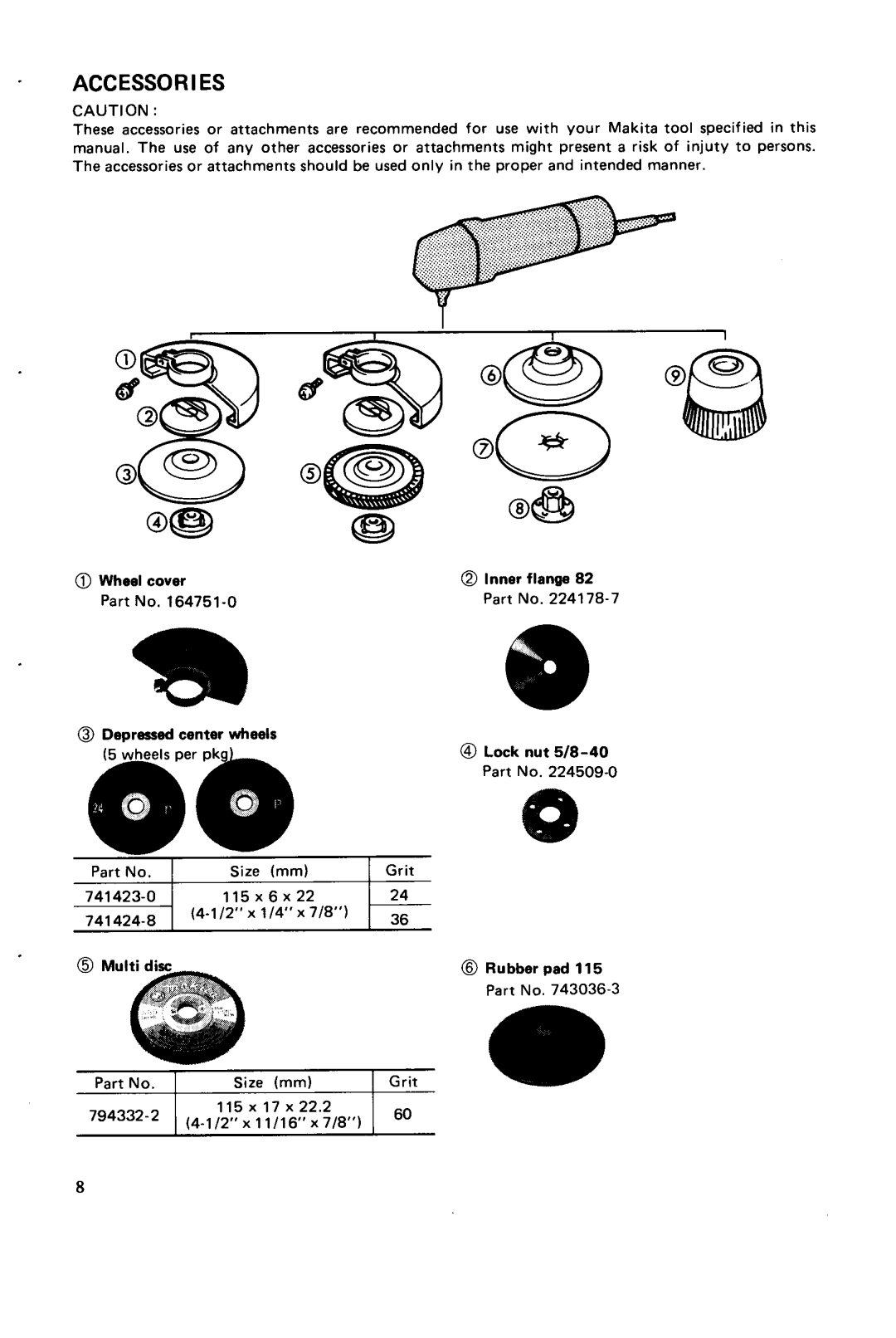 Makita 9503BH instruction manual Accessor IES 