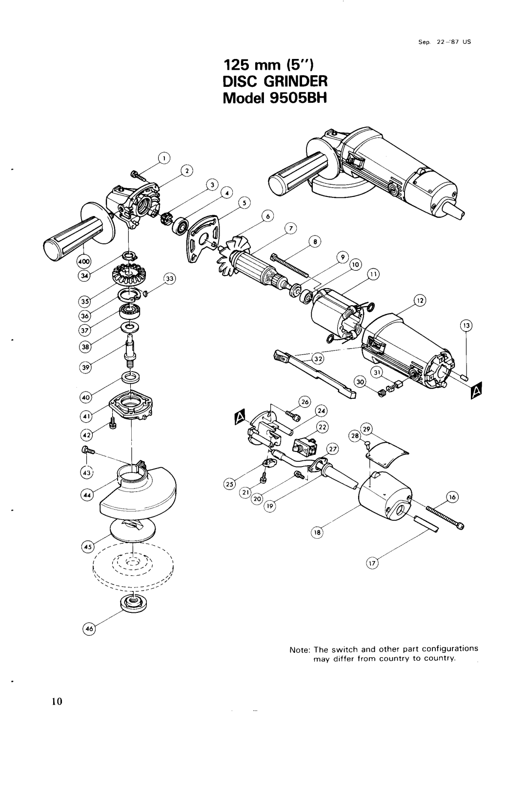 Makita 9505BH instruction manual Disc Grinder 