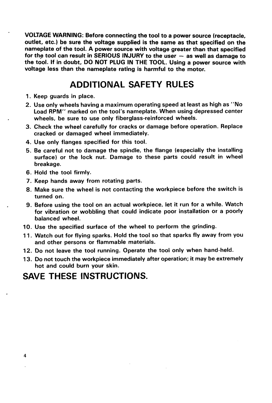 Makita 9505BH instruction manual Additional Safety Rules 