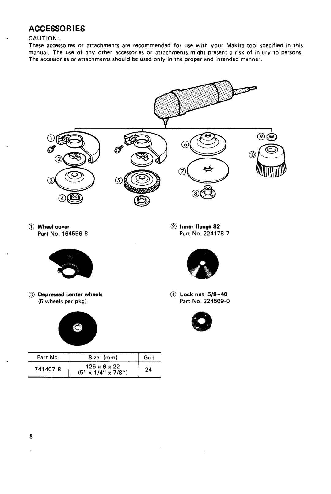 Makita 9505BH instruction manual Accessories 