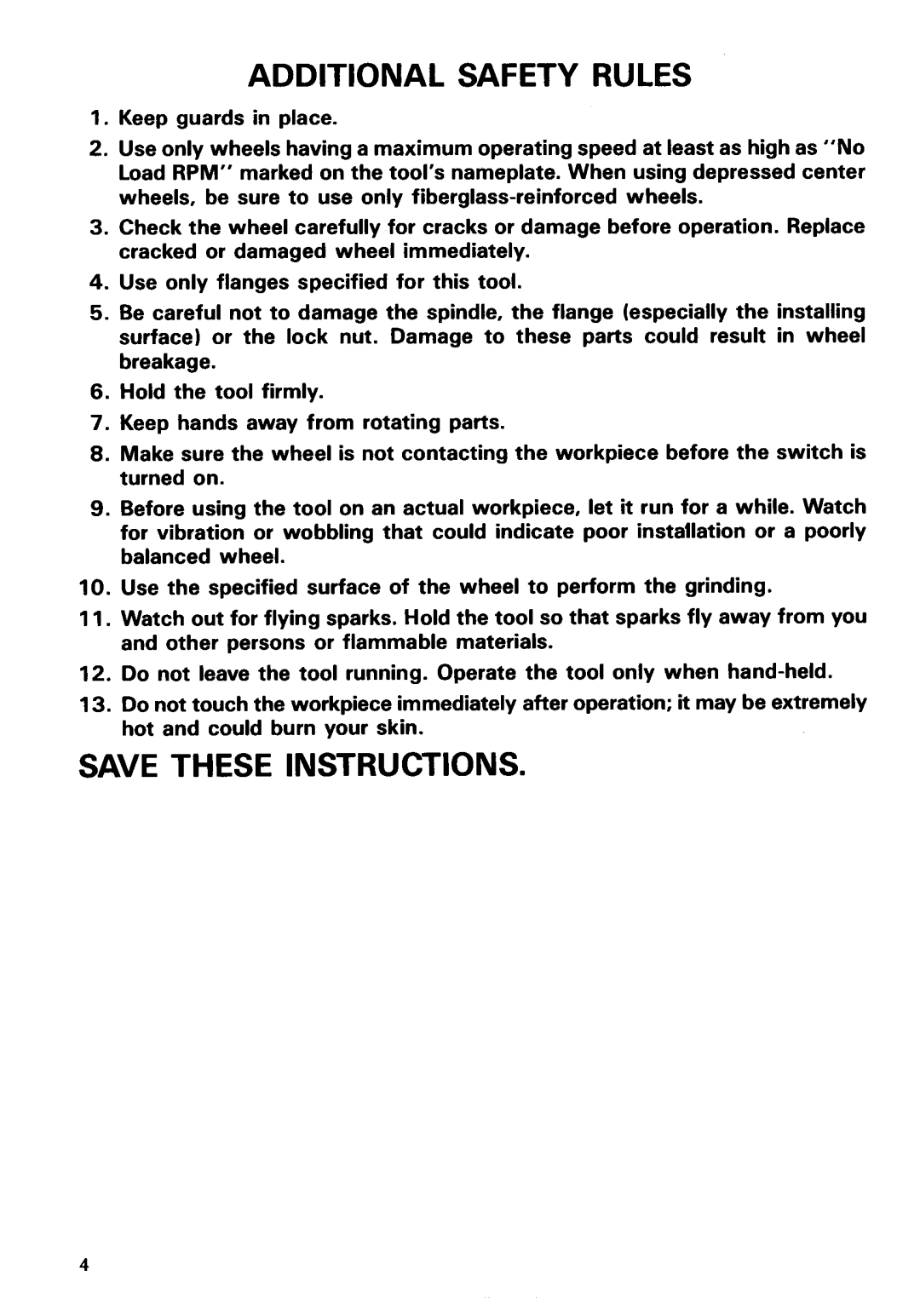 Makita 9514B instruction manual Additional Safety Rules 