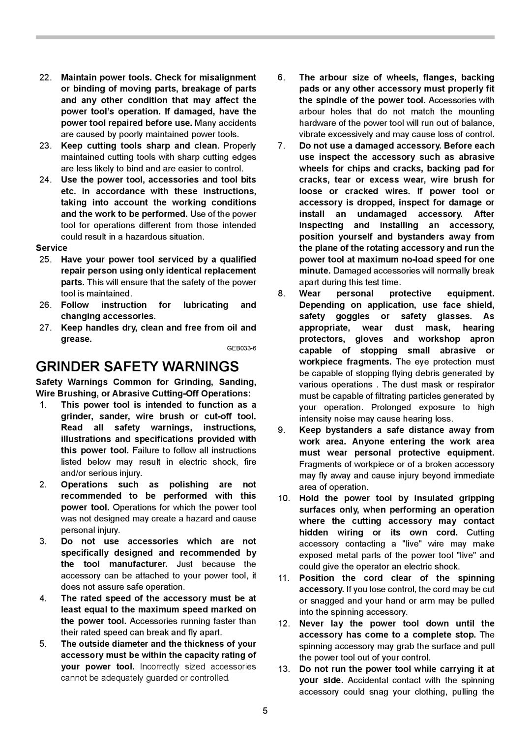 Makita 9557NB, 9556NB, 9558NB instruction manual Grinder Safety Warnings 