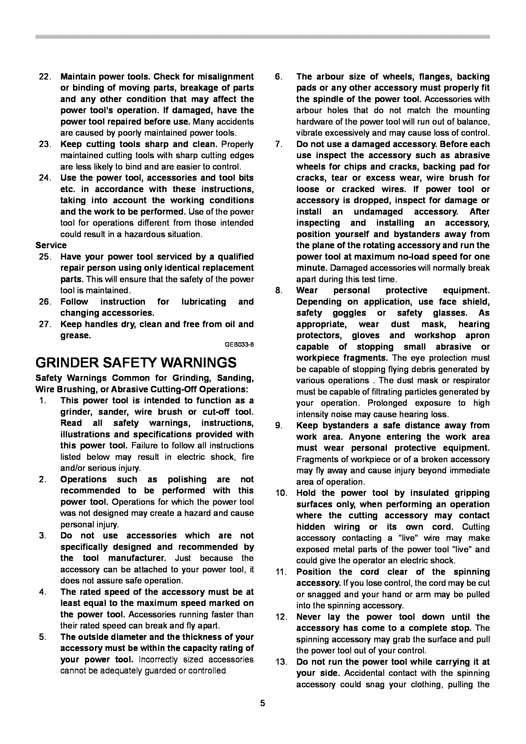 Makita 9557NB, 9556NB, 9558NB instruction manual Grinder Safety Warnings 