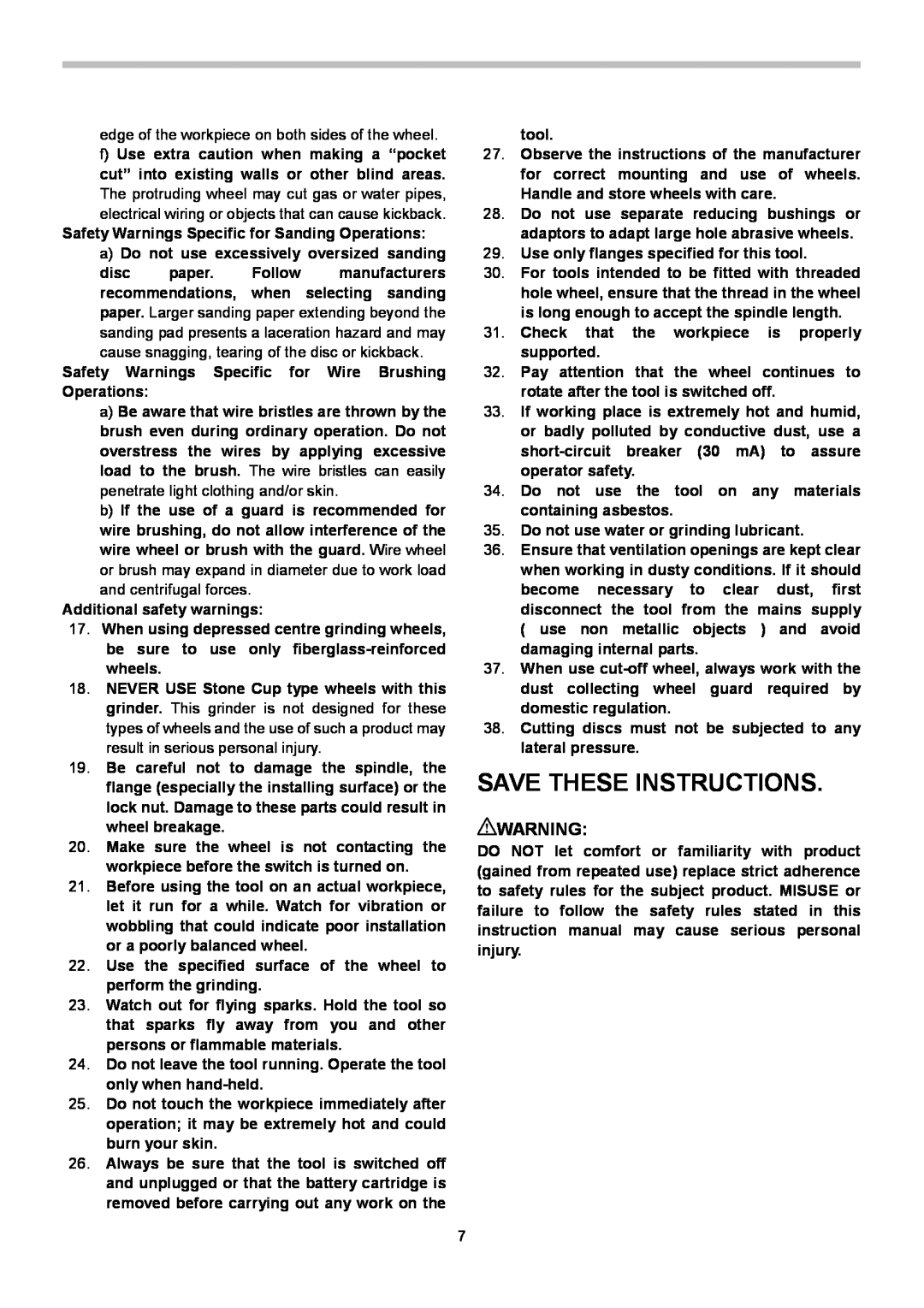 Makita 9558NB, 9556NB, 9557NB instruction manual Save These Instructions 