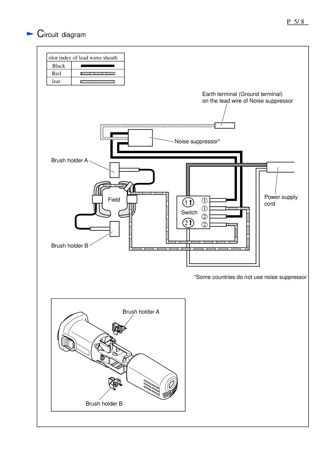 Makita 9558HN, 9557HN, 9556HN specifications Circuit diagram 