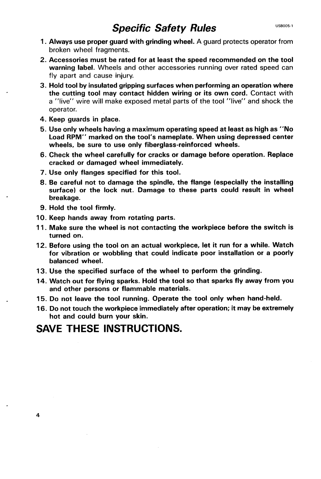 Makita 9563CV, 9560CV, 9564CV, 9561CV, 9565CV instruction manual Specific Safety Rules 