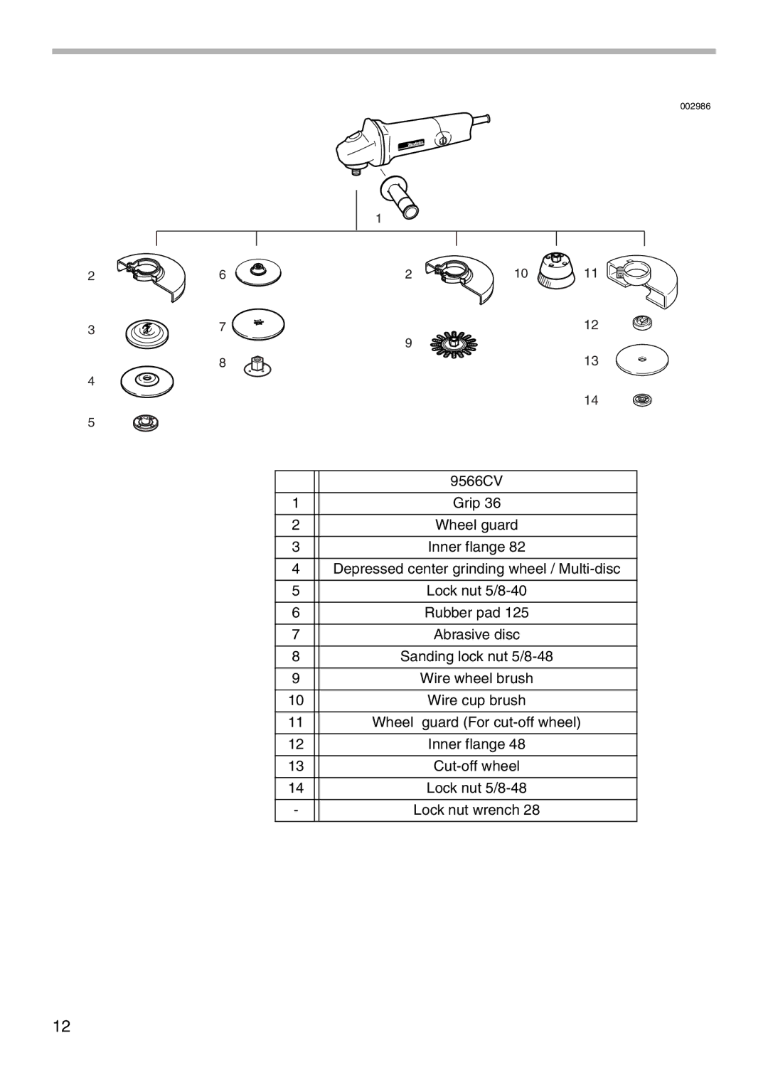 Makita 9566CV instruction manual Grip 