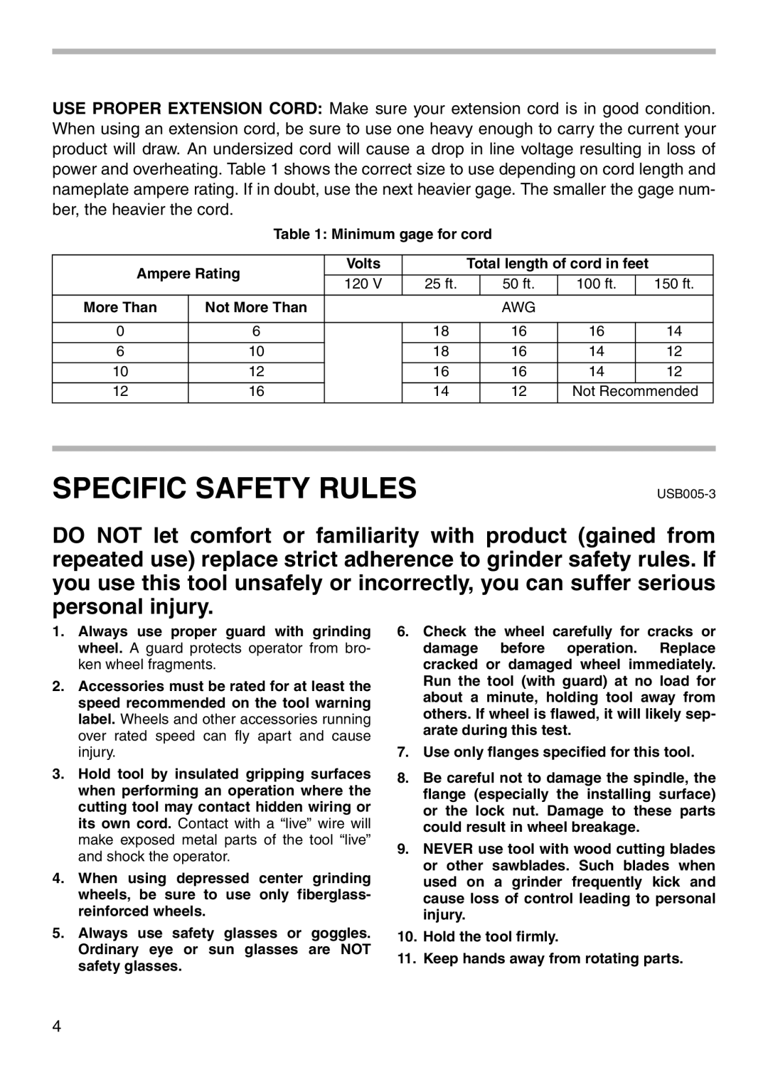 Makita 9566CV instruction manual Specific Safety Rules 