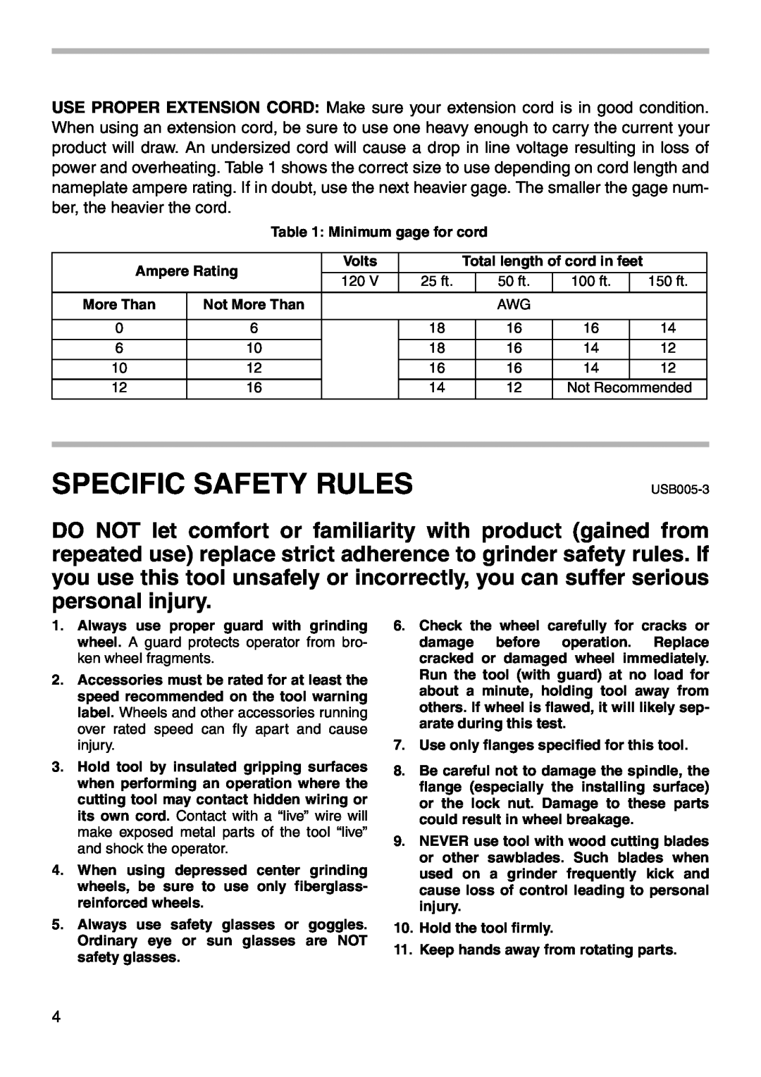 Makita 9566CV instruction manual Specific Safety Rules 