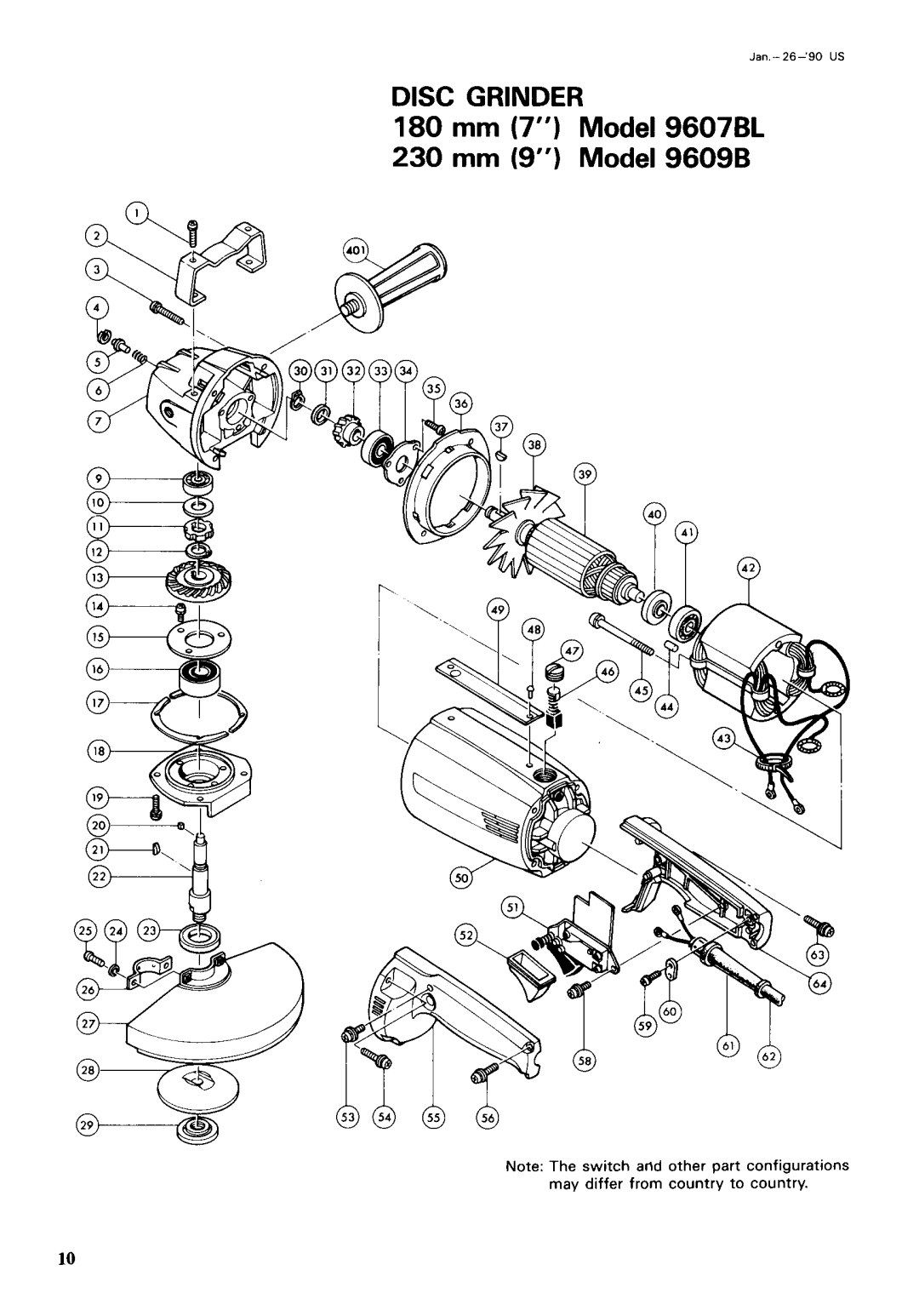 Makita 9607BL, 9609B instruction manual Disc Grinder 