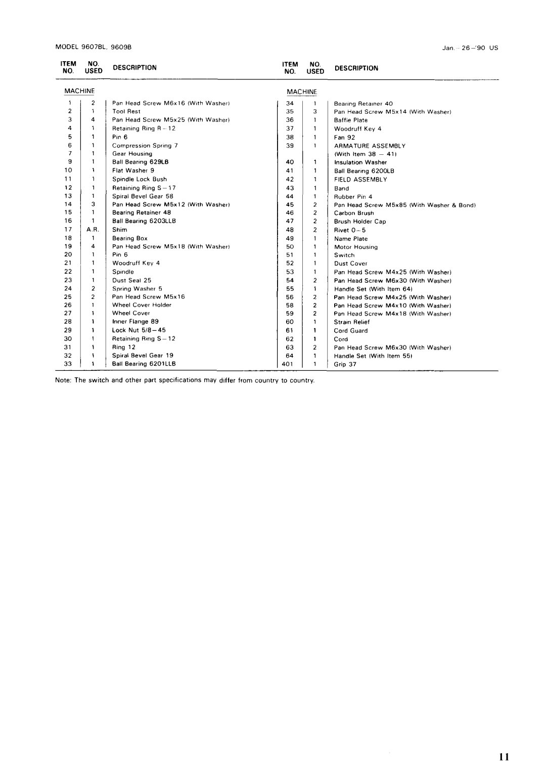 Makita 9609B, 9607BL instruction manual AiD 