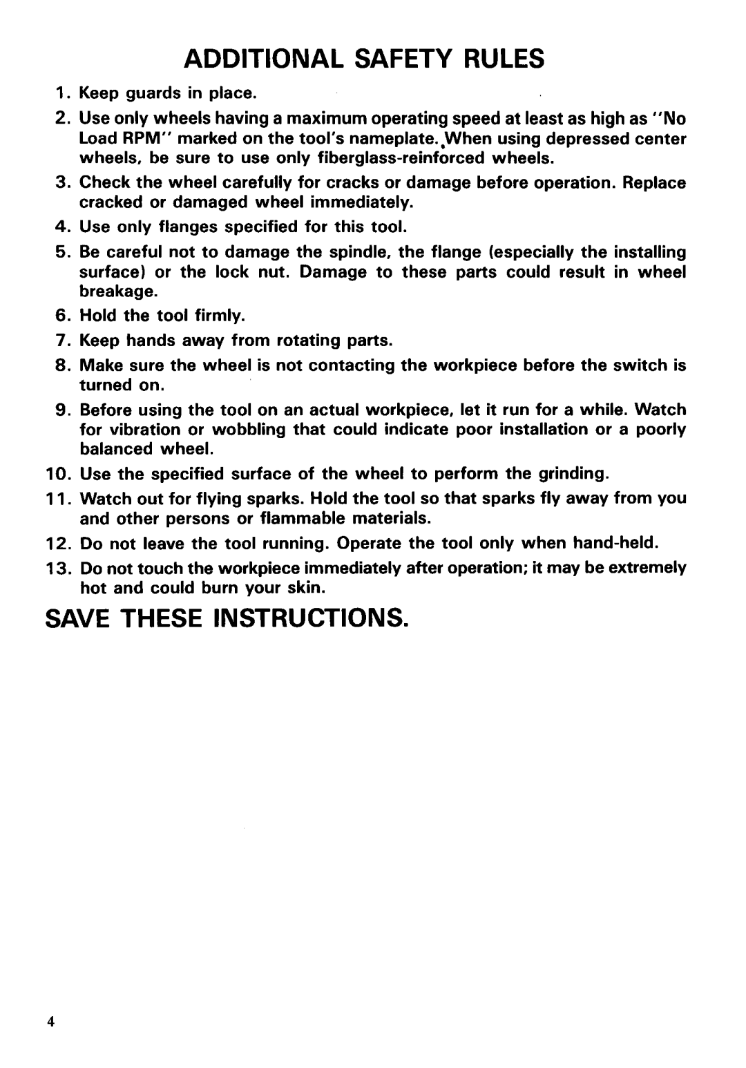 Makita 9607BL, 9609B instruction manual Additional Safety Rules 