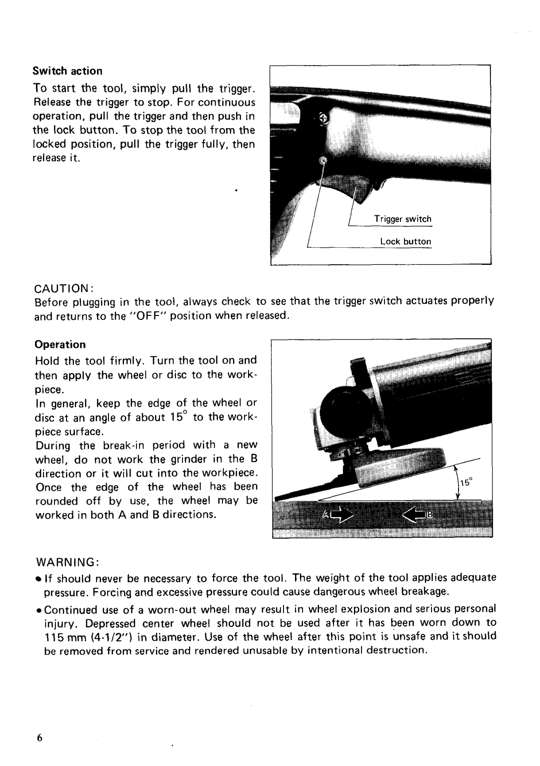 Makita 9607BL, 9609B instruction manual Lock button 