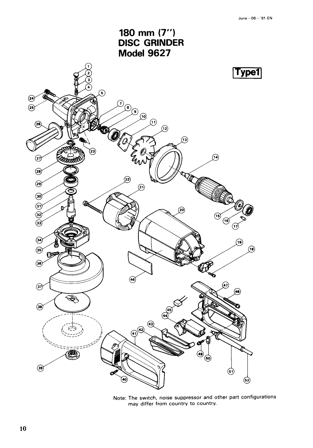 Makita 9627 instruction manual Disc Grinder 