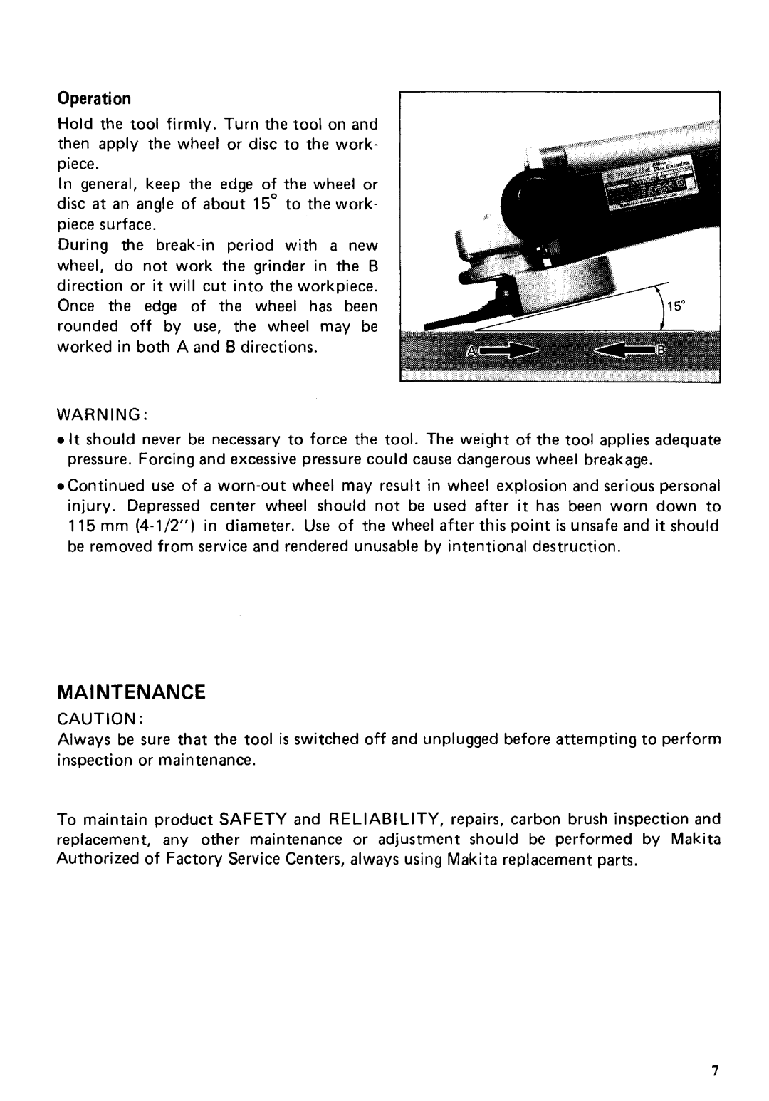 Makita 9627 instruction manual Maintenance 