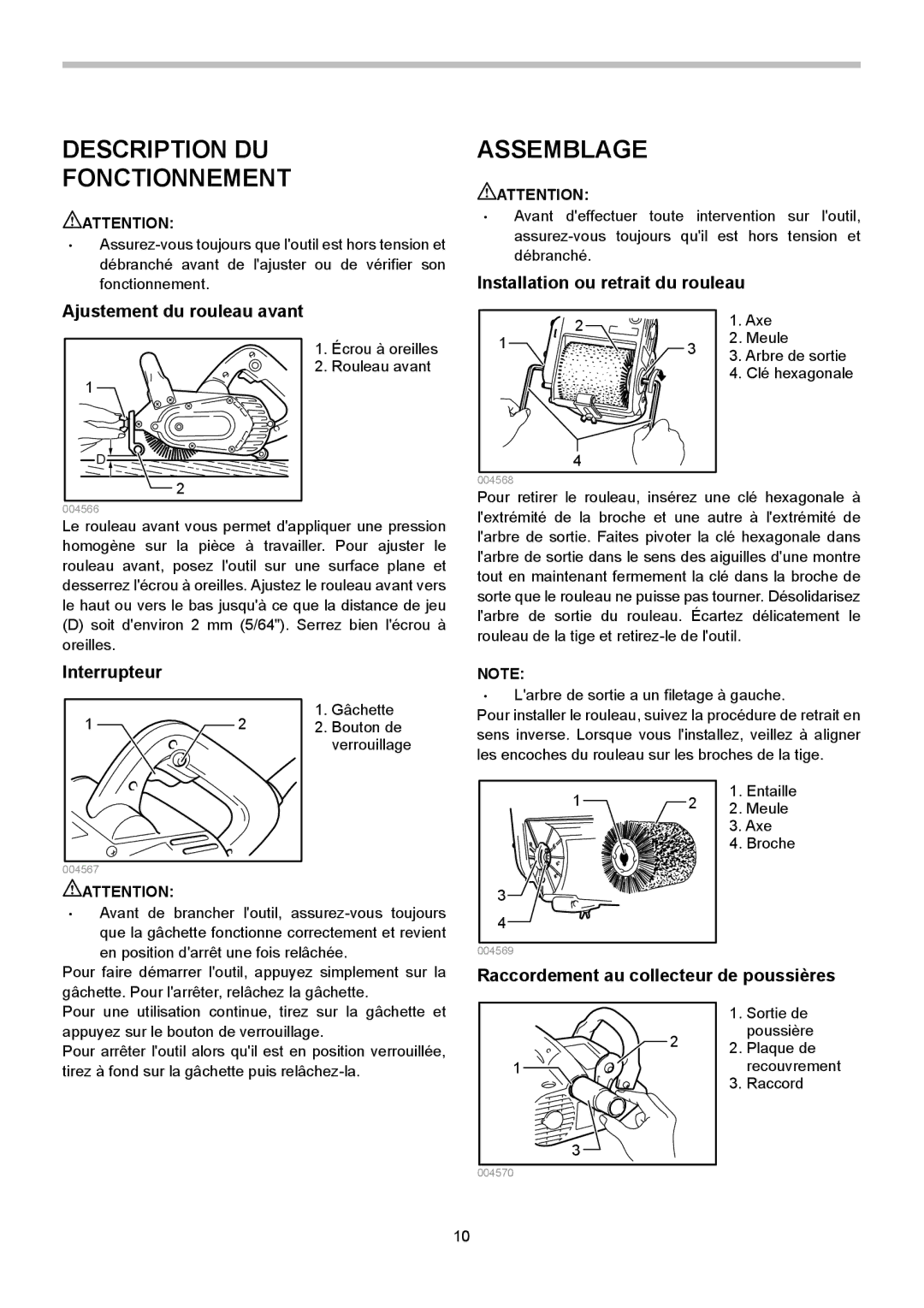 Makita 9741 Description DU Fonctionnement, Assemblage, Interrupteur, Raccordement au collecteur de poussières 