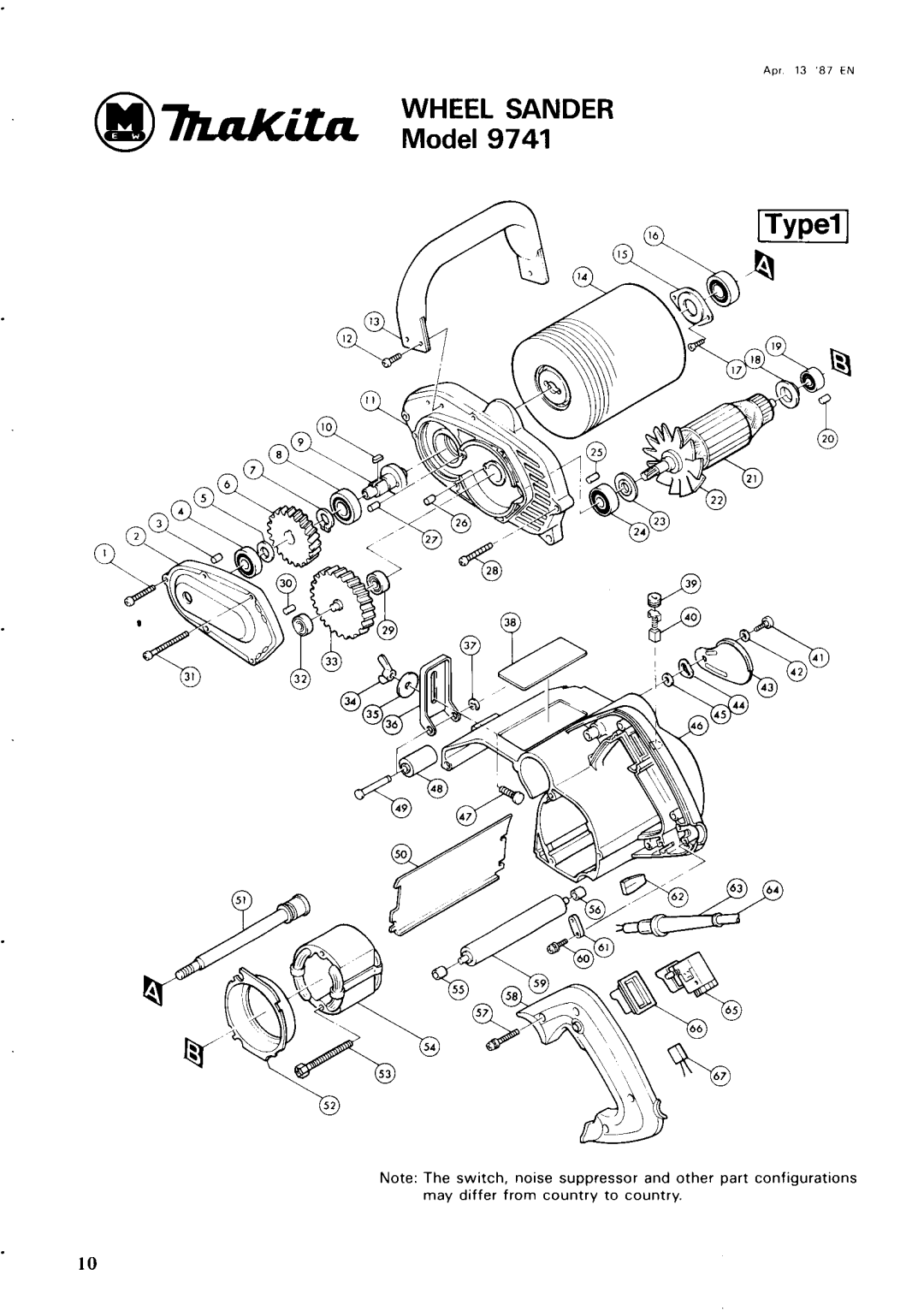 Makita 9741 instruction manual Wheel Sander 