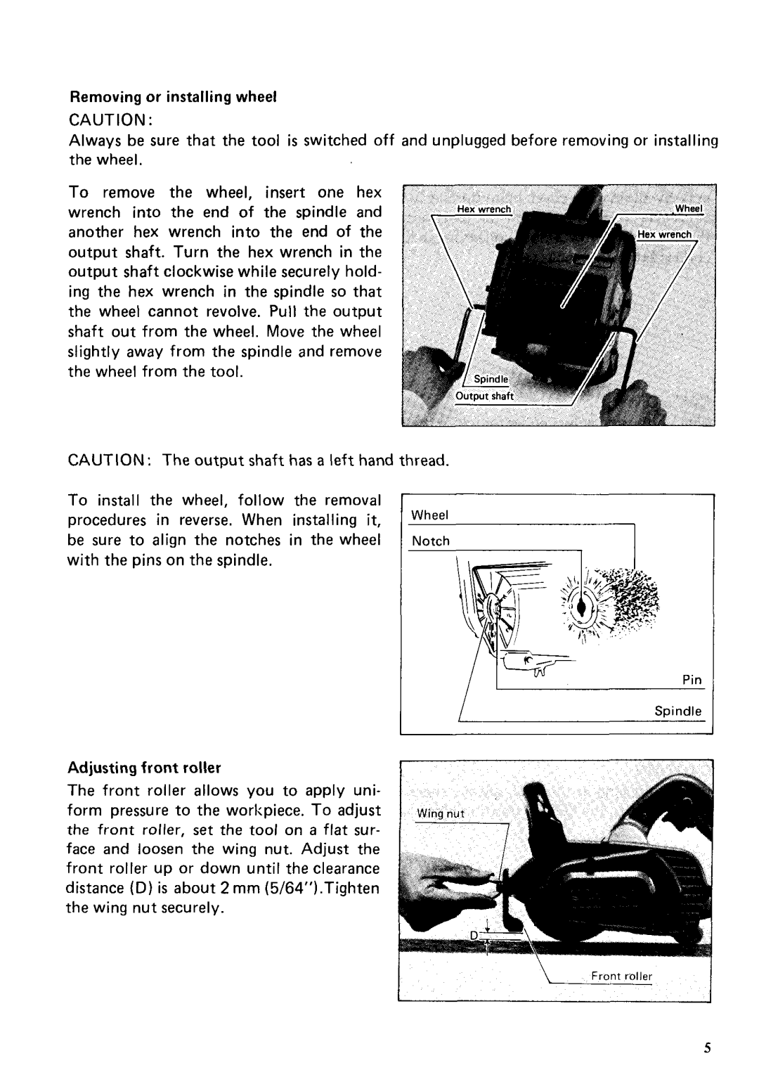 Makita 9741 instruction manual Front roller 