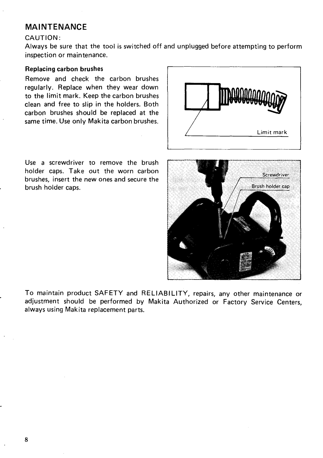 Makita 9741 instruction manual Maintenance 