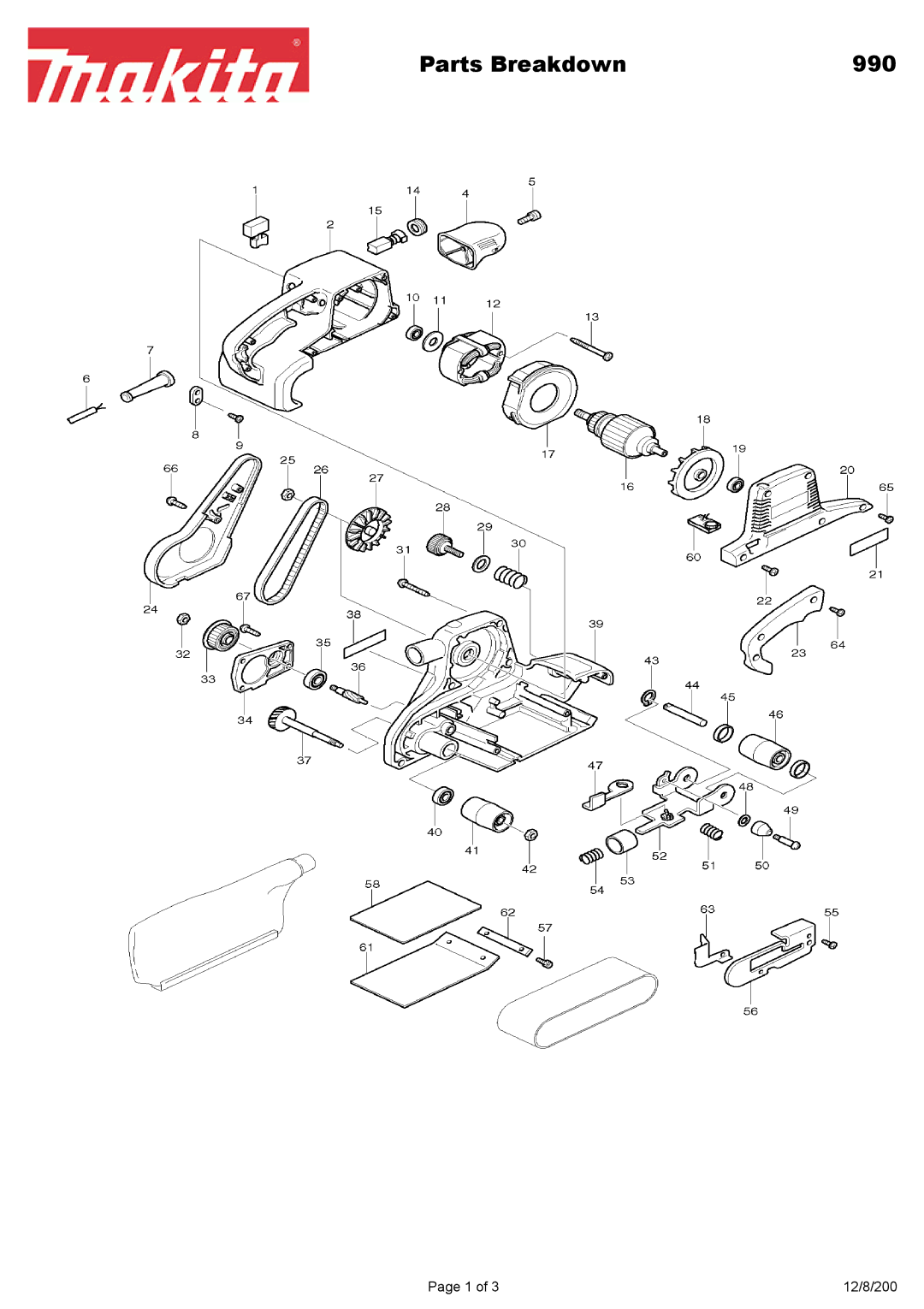 Makita manual Parts Breakdown 990 