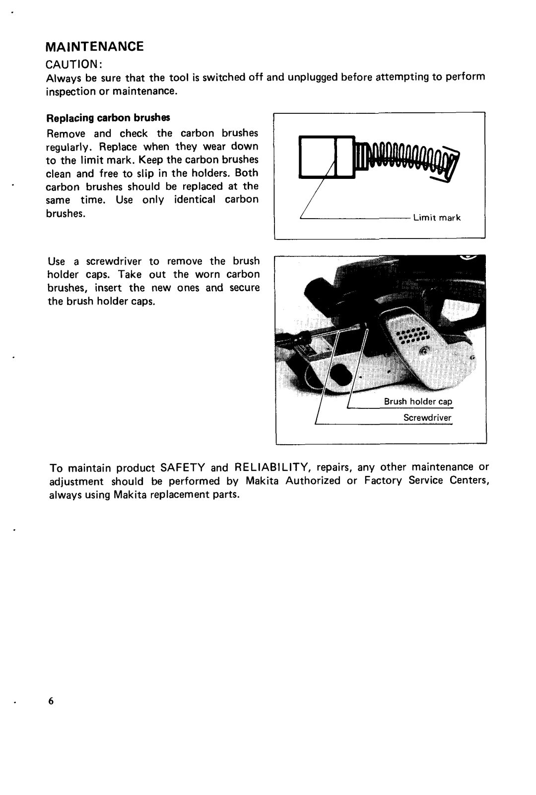 Makita 9900B specifications Maintenance 