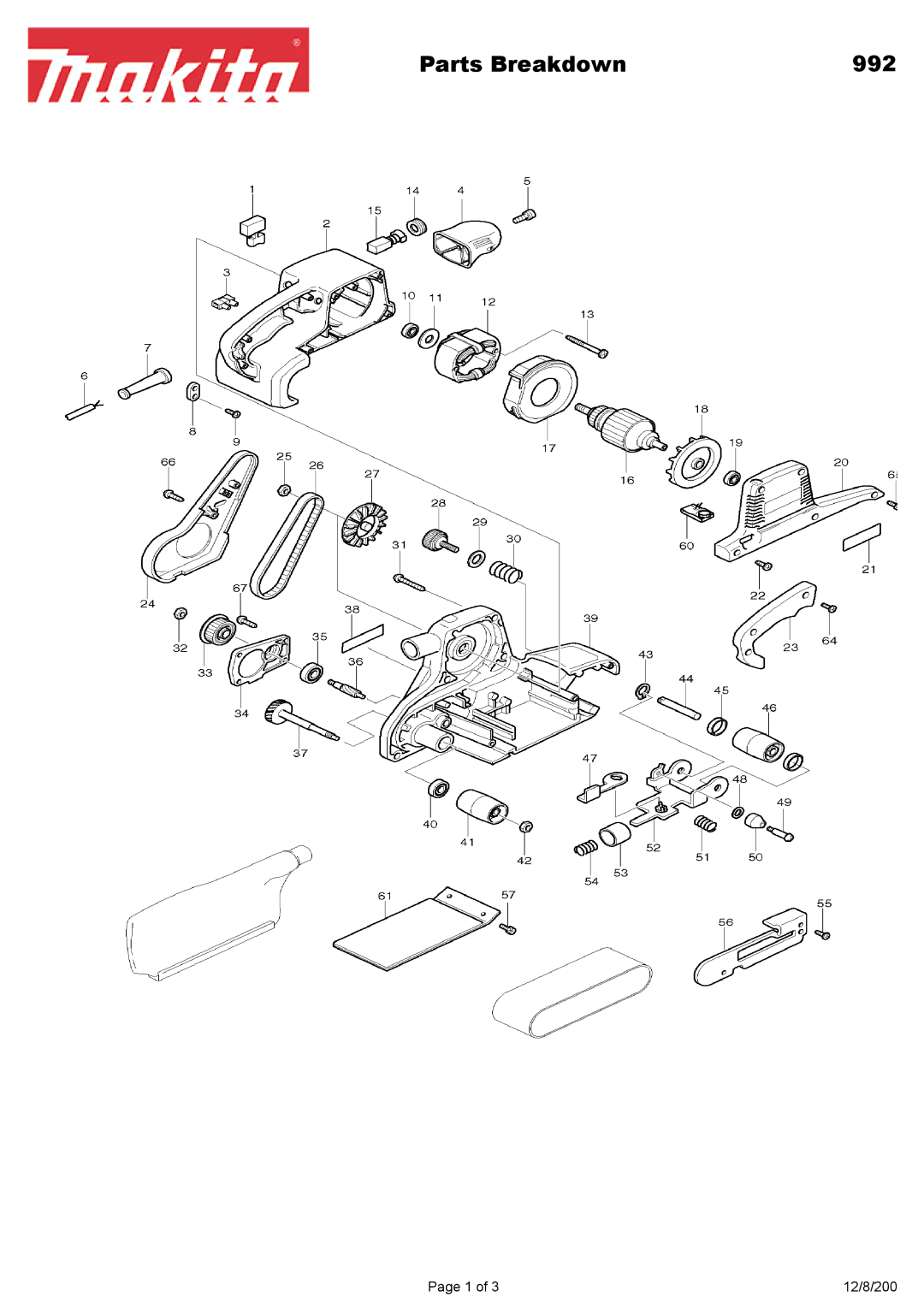 Makita manual Parts Breakdown 992 