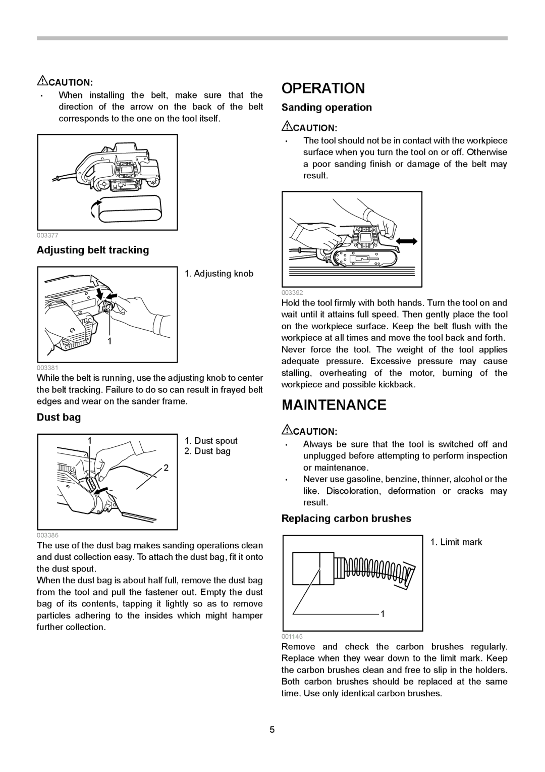 Makita 9401, 9924DB, 9901 instruction manual Operation, Maintenance 