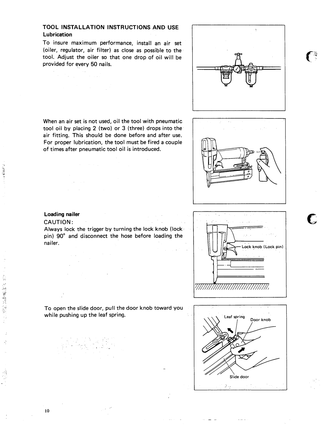 Makita AF501 specifications Slide door 