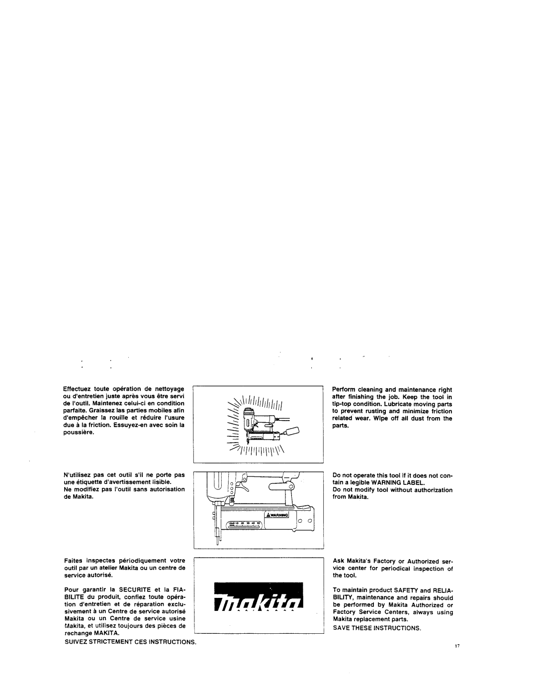 Makita AF503 instruction manual 