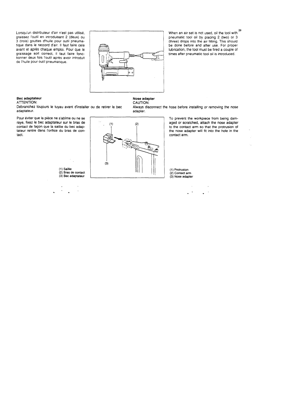 Makita AF503 instruction manual Contactarm Saillie Protrusion 